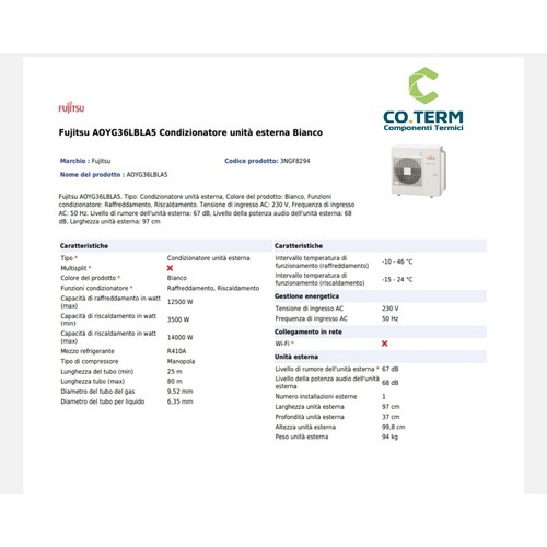 Climatizzatore fujitsu u e - climatizzatore, u.e